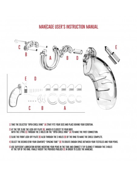 Cage de chasteté ManCage Modèle 06 14 x 4.5cm Transparente
