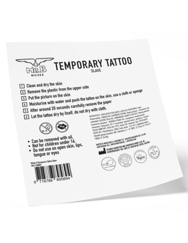 Tatouage éphémère MrB Slave 10 x 10cm