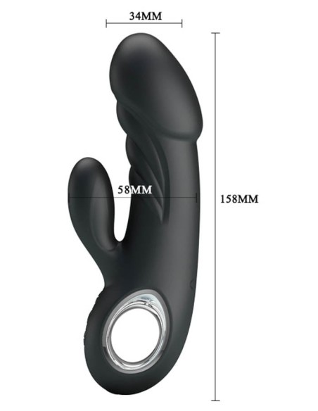 Vibromasseur Ansel Pretty Love 16cm Noir Vibromasseur Ansel Pretty Love 16cm Noir