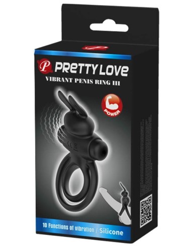 Cockring vibrant Dick Rabbit Petty Love 25mm Noir