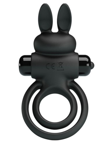 Cockring vibrant Dick Rabbit Petty Love 25mm Noir