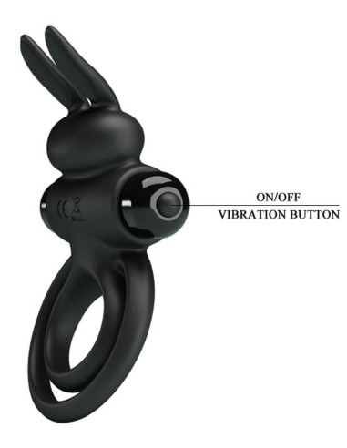 Cockring vibrant Dick Rabbit Petty Love 25mm Noir