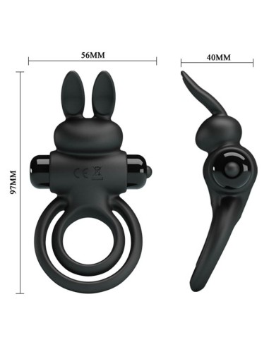 Cockring vibrant Dick Rabbit Petty Love 25mm Noir
