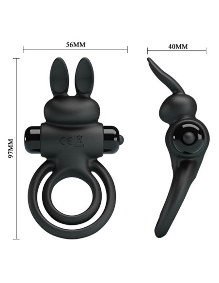 Cockring vibrant Dick Rabbit Petty Love 25mm Noir Cockring vibrant Dick Rabbit Petty Love 25mm Noir