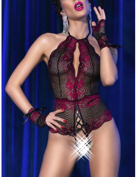 Body ouvert Afylha Noir-Fuchsia Body ouvert Afylha Noir-Fuchsia