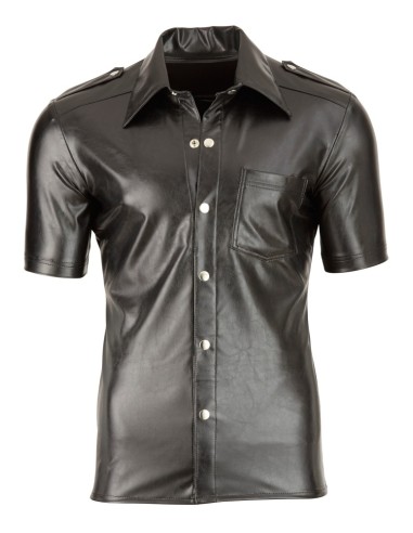 Chemise LEO imitation Cuir Noir