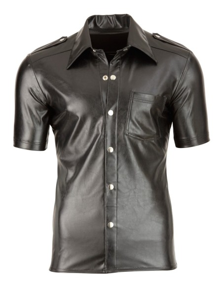 Chemise LEO imitation Cuir Noir