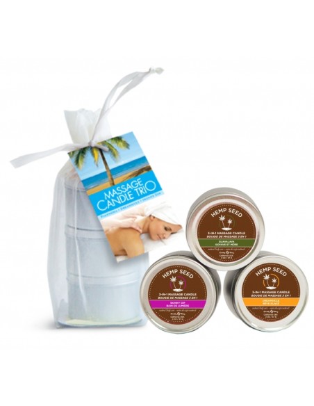 Lot de 3 bougies de massage Hemp Seed 57g