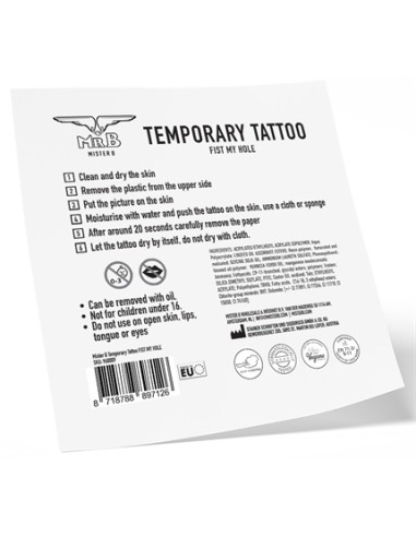 Tatouage éphémère FIST MY HOLE 10 x 10cm