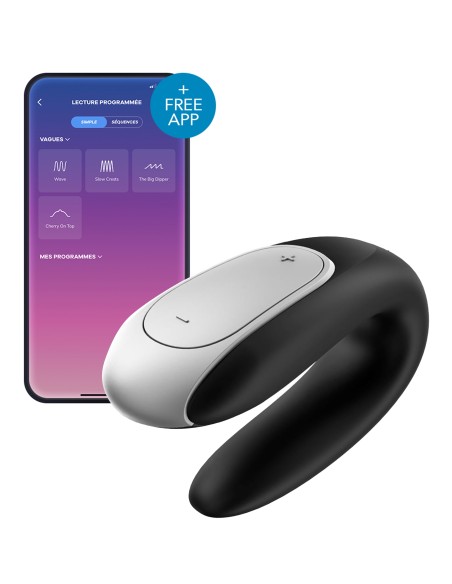 Double stimulateur connecté Double Fun Satisfyer Noir Double stimulateur connecté Double Fun Satisfyer Noir
