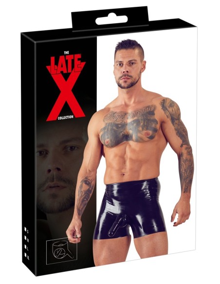 Boxer long en latex avec étuis pénien et anal Boxer long en latex avec étuis pénien et anal