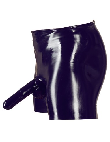 Boxer long en latex avec étuis pénien et anal