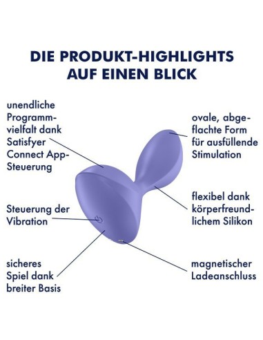 Plug vibrant connecté Sweet Seal Satisfyer 7 x 3.5cm Lilas