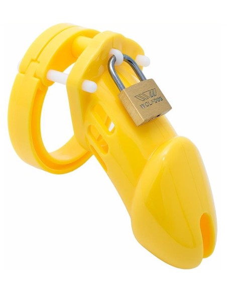 Cage de chasteté Silicone Bran 9 x 3cm Jaune