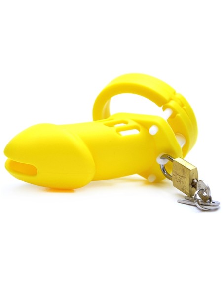Cage de chasteté Silicone Bran 9 x 3cm Jaune