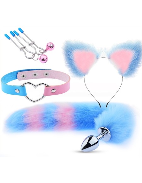 Kit Sm Mix Bondage Bleu-Rose 4 pièces
