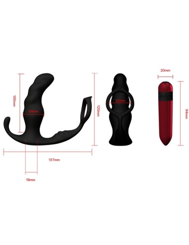 Cockring et plug vibrant Knight 10 x 3.5cm