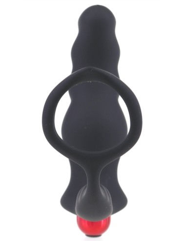 Cockring et plug vibrant Knight 10 x 3.5cm