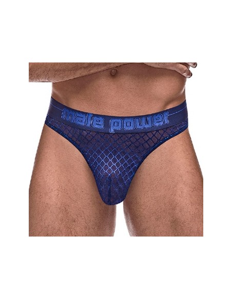 Thong DIAMOND MESH Bleu