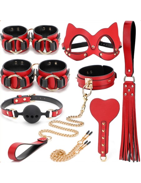 Coffret SM Bondage 8 Pièces Rouge-Noir