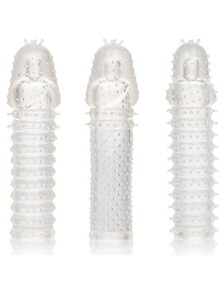 Kit de 3 Gaines de pénis texturées Ribbed Extend 14 x 4cm Kit de 3 Gaines de pénis texturées Ribbed Extend 14 x 4cm