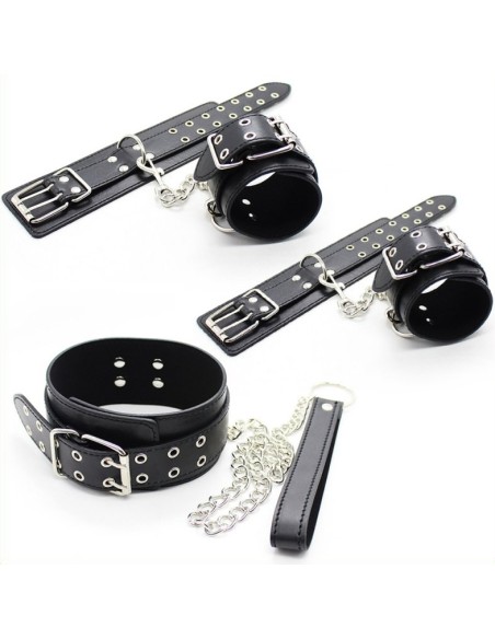 Kit Menottes et Collier Double Pin Noir Kit Menottes et Collier Double Pin Noir