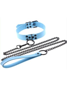 Collier-Laisse Punk Bleu ciel