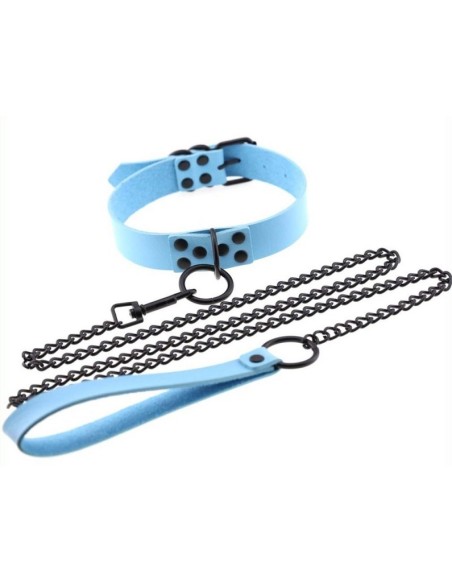 Collier-Laisse Punk Bleu ciel Collier-Laisse Punk Bleu ciel