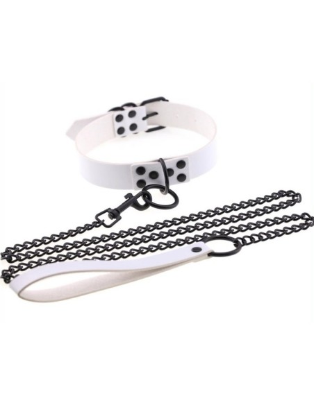 Collier-Laisse Punk Blanc