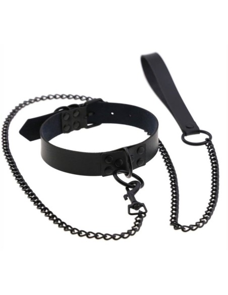 Collier-Laisse Punk Noir