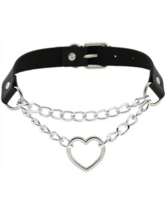 Metal Heart Collar With Chain BLACK