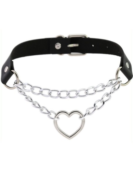 Metal Heart Collar With Chain BLACK Metal Heart Collar With Chain BLACK