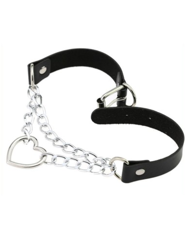 Metal Heart Collar With Chain BLACK