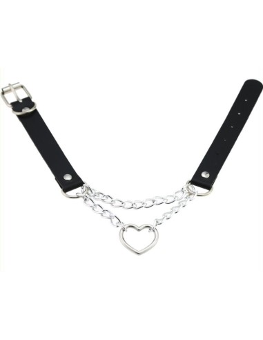 Metal Heart Collar With Chain BLACK