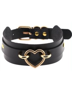 Collier Fantaisie Golden Heart Noir