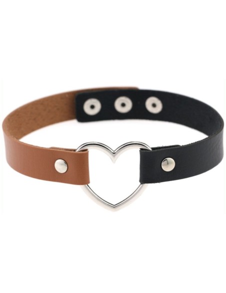 Ras de cou Bicolor Heart Noir-Marron
