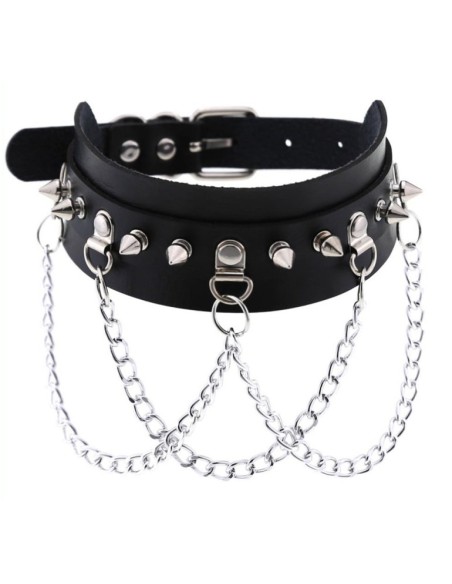 Collier à pointes Piky Noir-Argenté Collier à pointes Piky Noir-Argenté