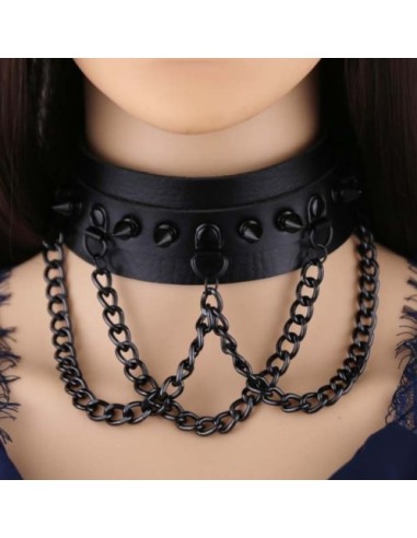 Collier à pointes Piky Noir