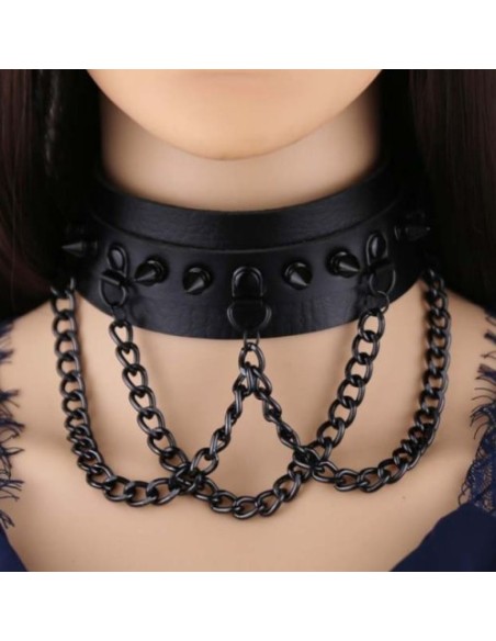 Collier à pointes Piky Noir Collier à pointes Piky Noir