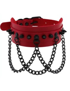 Collier à pointes Piky Rouge-Noir