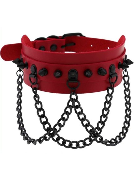 Collier à pointes Piky Rouge-Noir Collier à pointes Piky Rouge-Noir