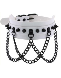 Collier à pointes Piky Blanc-Noir