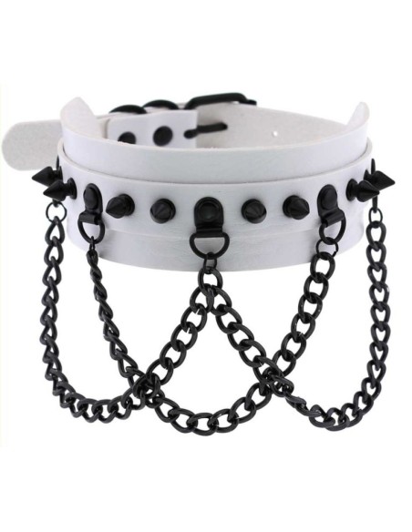 Collier à pointes Piky Blanc-Noir Collier à pointes Piky Blanc-Noir