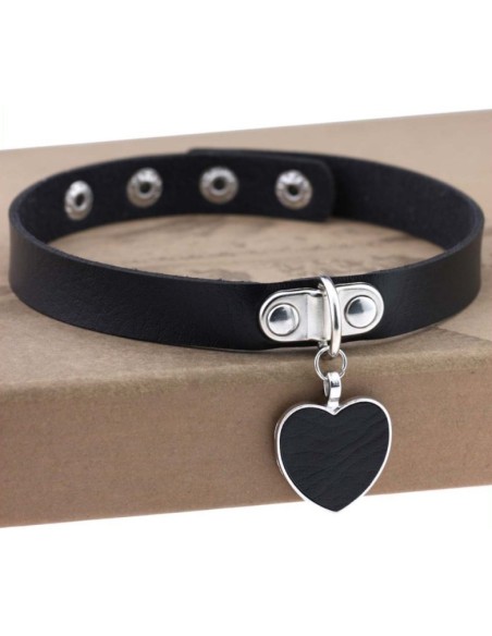 Punk Goth Heart Pendant Necklace Leather Collar BLACK Punk Goth Heart Pendant Necklace Leather Collar BLACK
