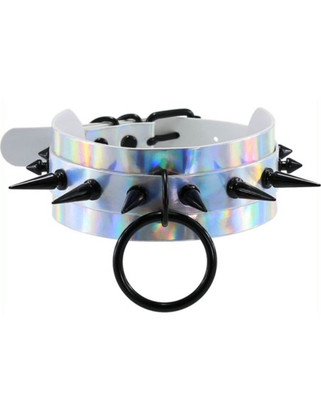 Collier à pointes Strobo Laser Argenté-Noir Collier à pointes Strobo Laser Argenté-Noir