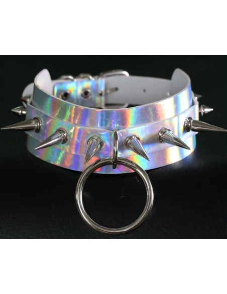 Collier à pointes Strobo Laser Argenté Collier à pointes Strobo Laser Argenté