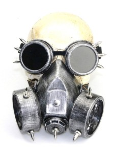 Masque à gaz et lunettes Rivets Silver Argenté