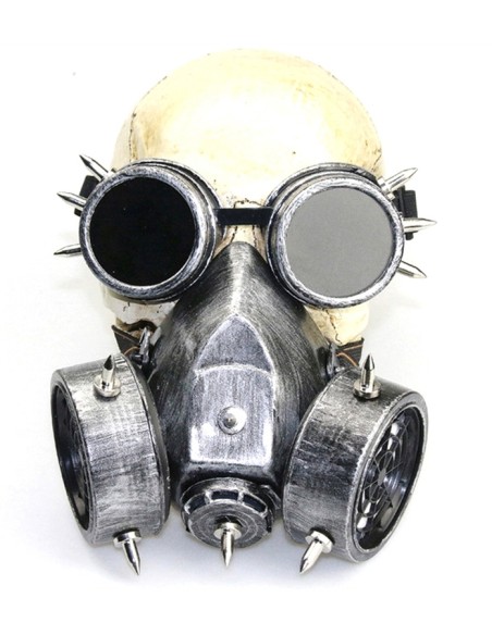 Masque à gaz et lunettes Rivets Silver Argenté Masque à gaz et lunettes Rivets Silver Argenté