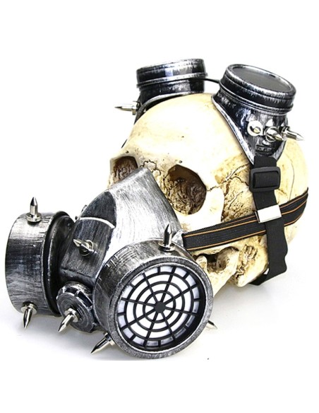 Masque à gaz et lunettes Rivets Silver Argenté Masque à gaz et lunettes Rivets Silver Argenté