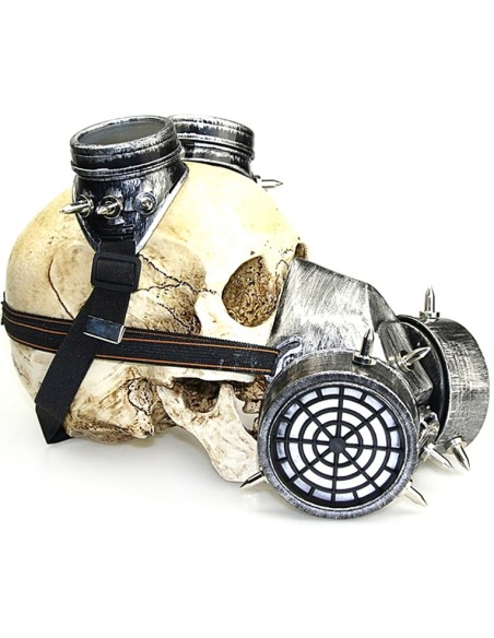 Masque à gaz et lunettes Rivets Silver Argenté Masque à gaz et lunettes Rivets Silver Argenté